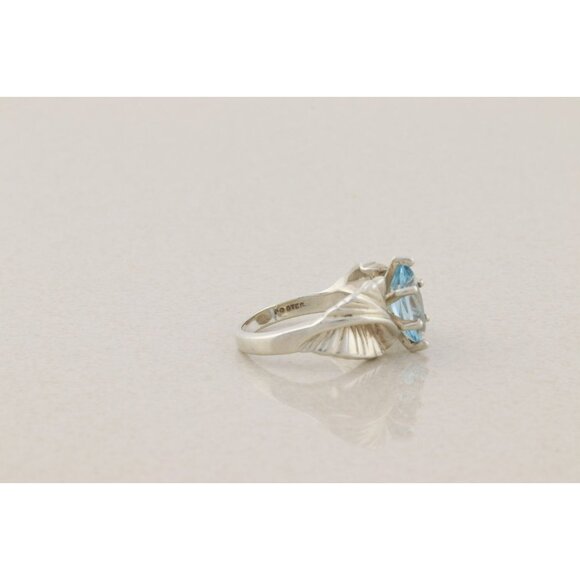 Sterling Silver Natural Blue Topaz Ring Size 8 - Picture 6 of 7